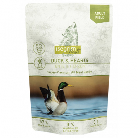 HRANĂ UMEDĂ - Pouch Isegrim Dog Adult - Duck & Hearts 410 Gr.