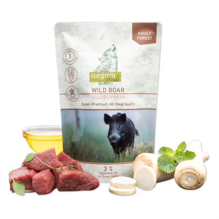 Isegrim - Pouch Isegrim Dog Adult Monoprotein cu Carne de Mistret si Pastarnac  410 Gr