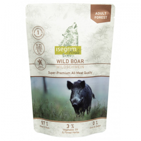 HRANĂ UMEDĂ - Pouch Isegrim Dog Adult - Wild Boar Monoprotein 410 Gr.