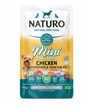 Naturo - Pouch Naturo Dog Adult Mini cu Carne de Pui 150 Gr