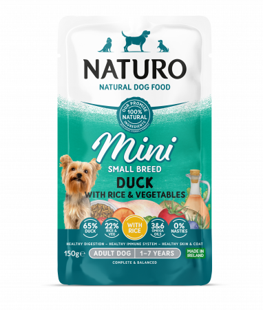Naturo - Pouch Naturo Dog Adult Mini cu Carne de Rata si Orez 150 Gr