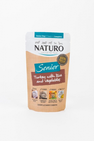 HRANĂ UMEDĂ - Pouch Naturo Senior cu Carne de Curcan, Orez si Legume 150 Gr