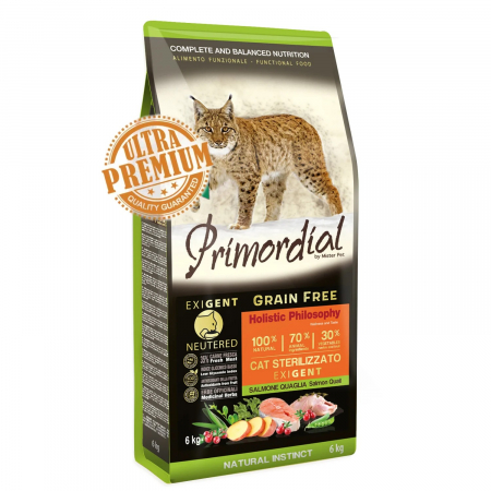 Primordial - Primordial GF Holistic Cat Adult Neutered Exigent cu Somon si Prepelita