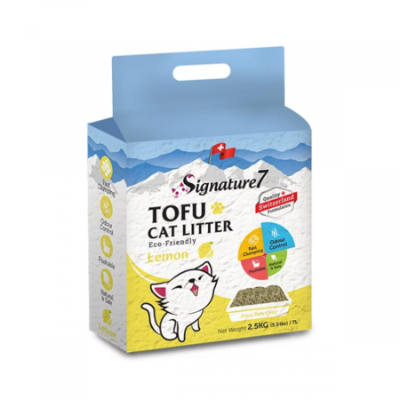 Nisip, Silicat si Asternuturi pentru Pisici - Signature7 Asternut Igienic Tofu pentru Pisici cu Lamaie 7 L