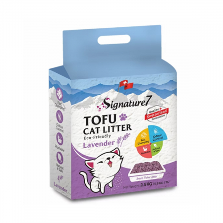 Nisip, Silicat si Asternuturi pentru Pisici - Signature7 Asternut Igienic Tofu pentru Pisici cu Lavanda 7 L