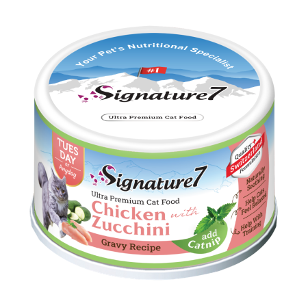 Signature7 - Signature7 Cat Hrana Umeda Reteta cu Pui in Sos de Dovlecei 70 Gr
