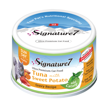 Signature7 - Signature7 Cat Hrana Umeda Reteta cu Ton in Sos de Cartofi Dulci 70 Gr