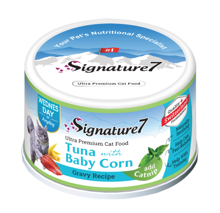 Signature7 - Signature7 Cat Hrana Umeda Reteta cu Ton in Sos de Porumb Baby 70 Gr