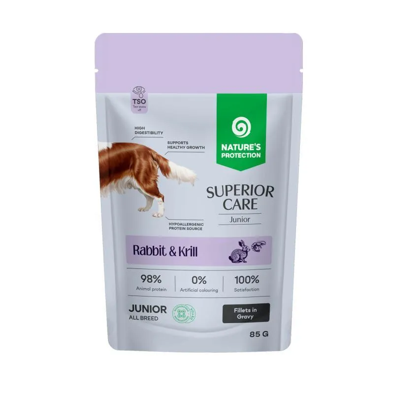 Nature's Protection Superior Care - Superior Care Grain Free Hrana Umeda cu Iepure si Krill in Sos 85 Gr