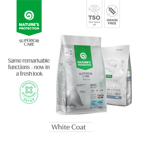 Caini - Superior Care White Dogs Grain Free Small&Mini Breeds Adult cu Peste Alb