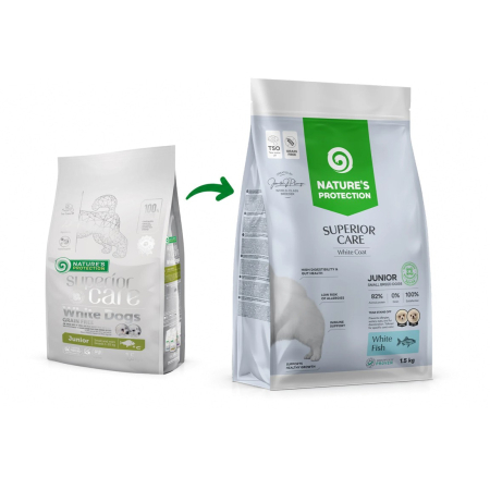 Hrana Uscata Caini - Superior Care White Dogs Grain Free Small&Mini Breeds Junior cu Peste Alb