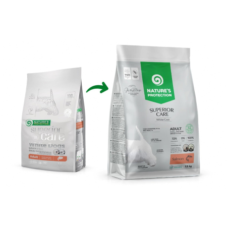 Caini - Superior Care White Dogs Small&Mini Breeds Adult Grain Free cu Somon