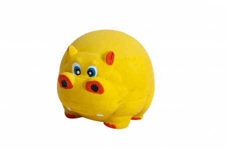 Caini - TOY1678 Jucarie hipopotam din latex; Diametru 8.5 cm; Galben