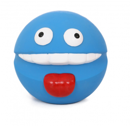 Caini - TOY1708 Jucarie emoji din latex Diametru 8 cm Albastru