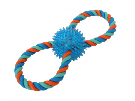 Caini - TOY1944 Jucarie pentru caini din sfoara si cauciuc termoplastic; 30cm