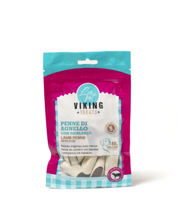 Recompense si Delicii pentru Caini - Viking Recompense Penne cu Miel si Cod 80 Gr