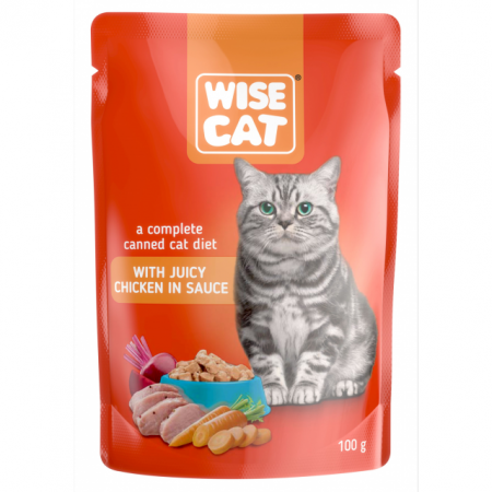 Recompense si Delicii pentru Pisici - Wise Cat Plic Pui in Sos