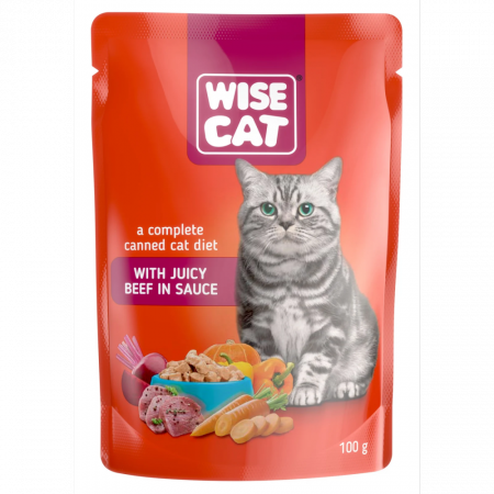 Recompense si Delicii pentru Pisici - Wise Cat Plic Vita in Sos