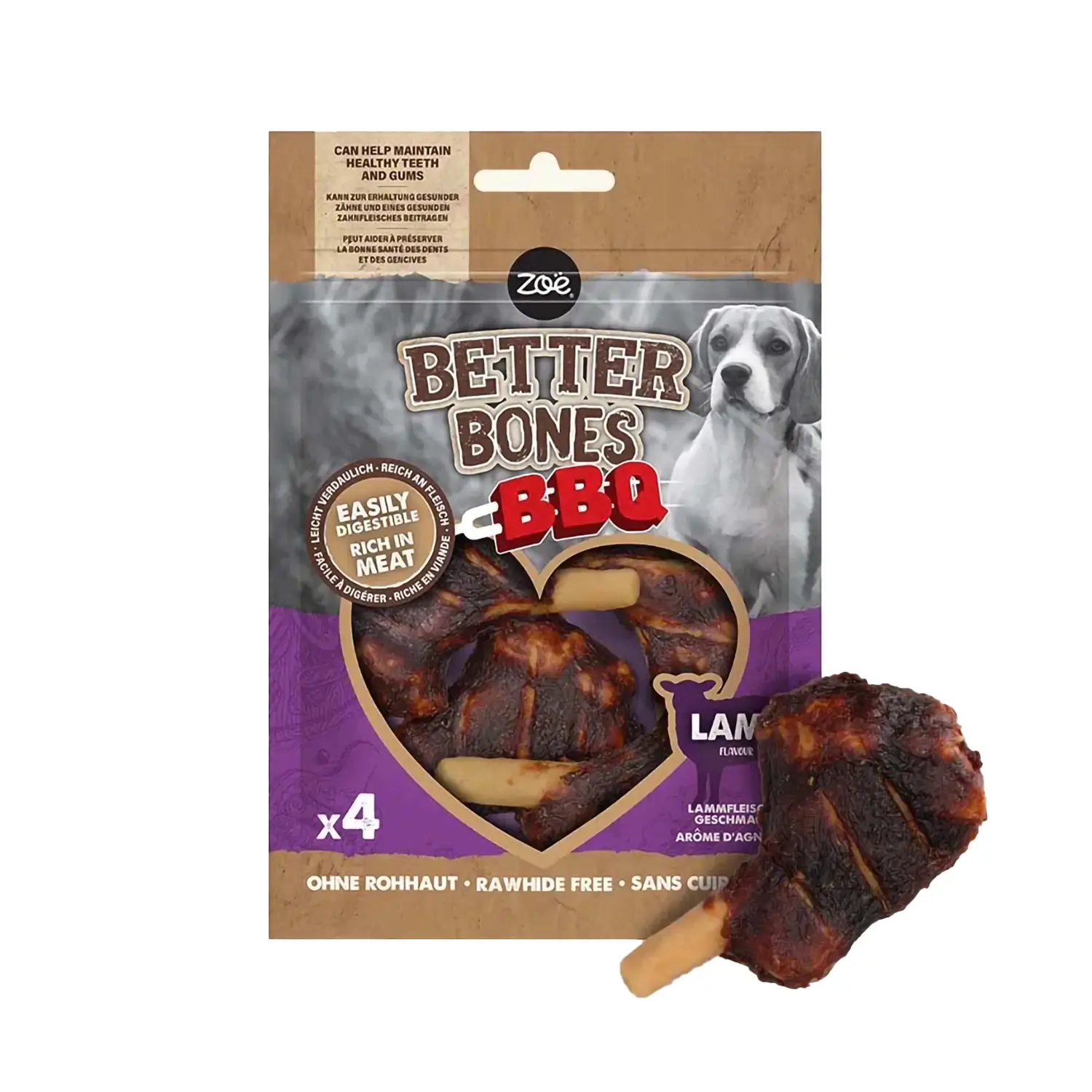 Recompense si Delicii pentru Caini - Zoe Better Bones Barbeque Steak Miel 160 Gr