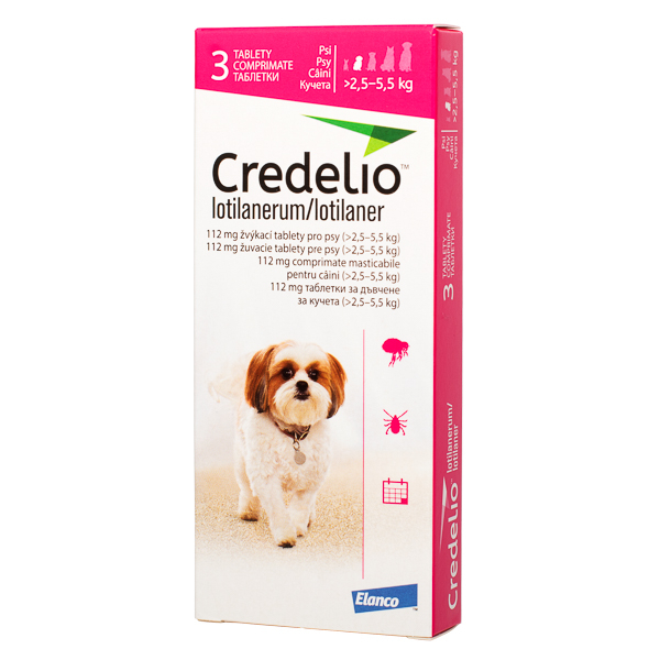 Credelio Antiparazitar Extern pentru Caini 1 Comprimat Masticabil (2.5-5 Kg) 112.5 Mg