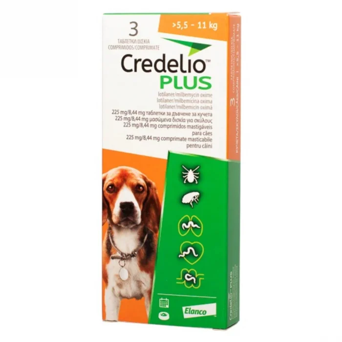 Credelio Plus pentru Caini 3 Comprimate Masticabile (5.5-11 Kg) 225 Mg