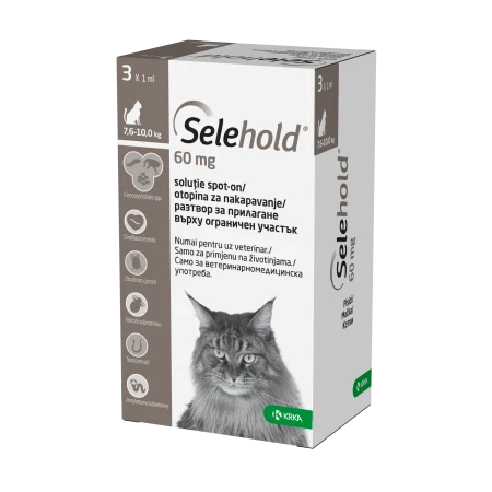 Selehold Spot On pentru Pisica 1 Pipeta 60 Mg (7.6 - 10 kg)