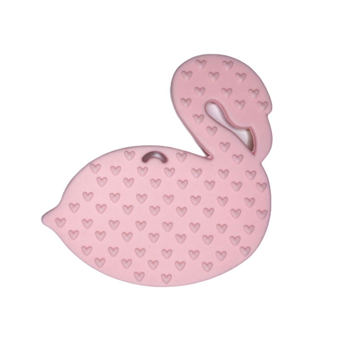 Jucărie pentru dentiție din silicon - lebada roz [2]