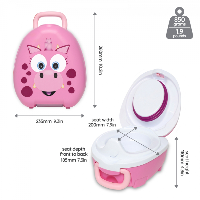 Olita portabila cu capac si maner My Carry Potty, Dragon roz [4]