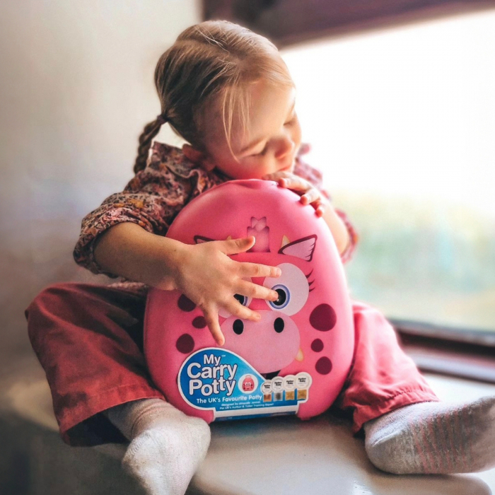 Olita portabila cu capac si maner My Carry Potty, Dragon roz [2]