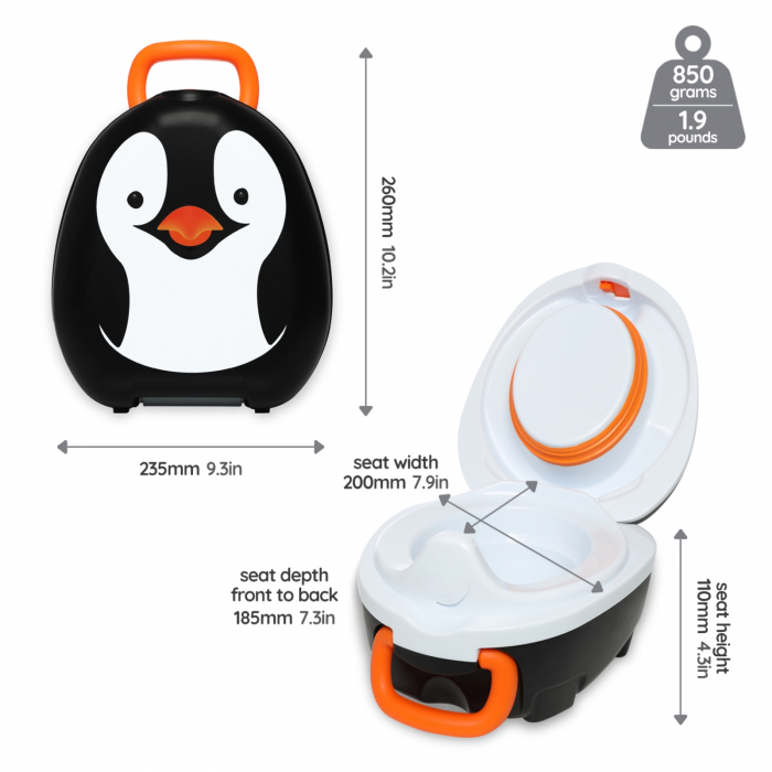 Olita portabila cu capac si maner My Carry Potty, Pinguin [4]