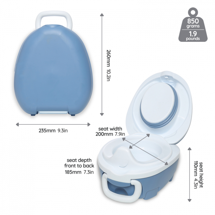 Olita portabila cu capac si maner My Carry Potty, Bleu pastel [4]