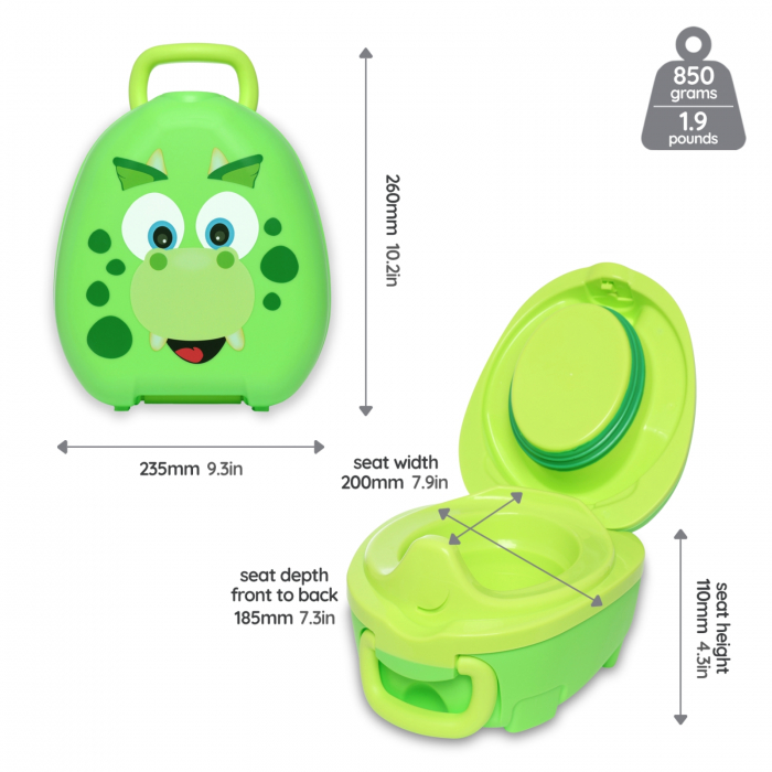 Olita portabila cu capac si maner My Carry Potty, Dino [5]