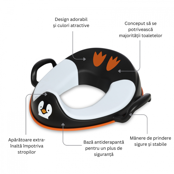 Reductor cu manere pentru toaleta, My Trainer Seat, Pinguin [4]