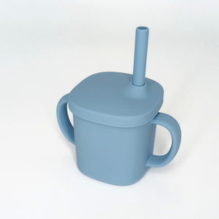 Cana cu pai si capac din silicon, Coccorito, Blue [2]
