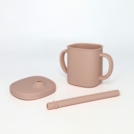 Diversificare si Ingrijire Bebe - Cana cu pai si capac din silicon, Coccorito, Soft Pink