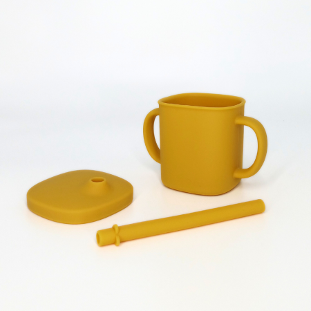 Diversificare si Ingrijire Bebe - Cana cu pai si capac din silicon, Coccorito, Yellow