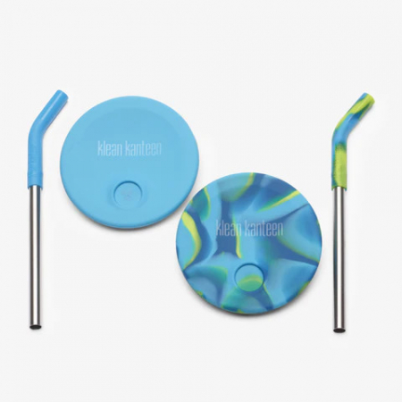 Diversificare si Ingrijire Bebe - Capac Kid Cup, Klean Kanteen, cu pai, 2 buc, Blue Tie Dye