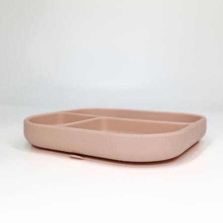 Farfurie patrata din silicon compartimentata, Coccorito, Soft Pink [2]