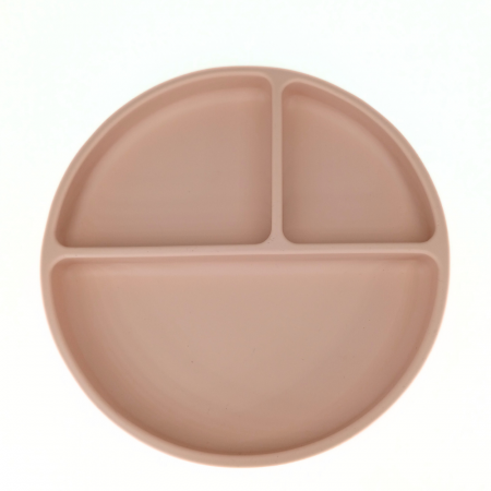 Vesela din silicon - Farfurie rotunda din silicon compartimentata, Coccorito, Soft Pink