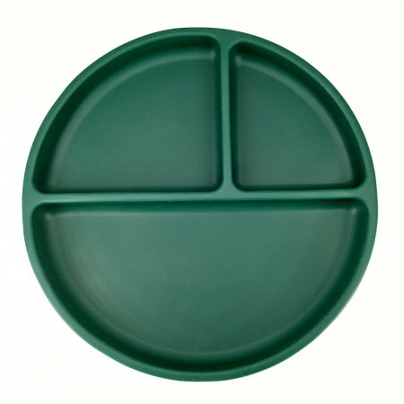 Vesela din silicon - Farfurie rotunda din silicon compartimentata, Coccorito, Dark Green
