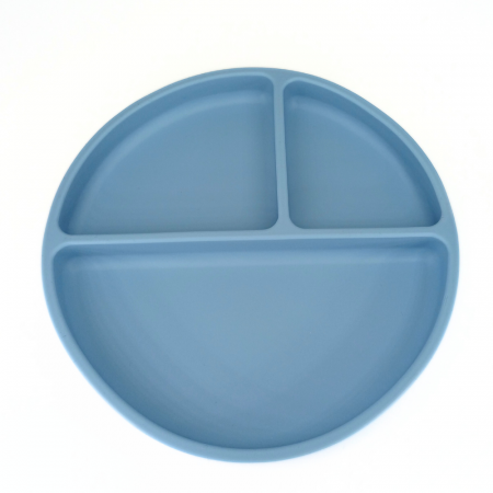 Vesela din silicon - Farfurie rotunda din silicon compartimentata, Coccorito, Blue
