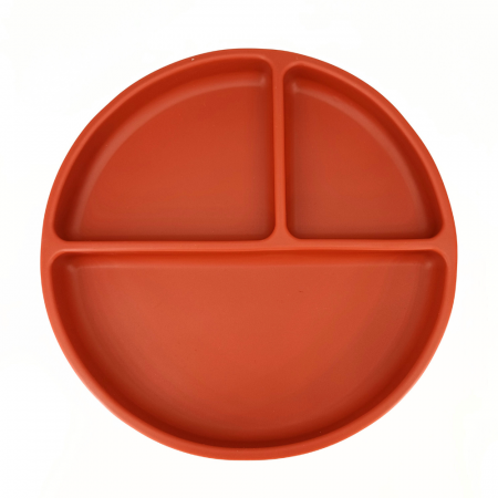 Vesela din silicon - Farfurie rotunda din silicon compartimentata, Coccorito, Red