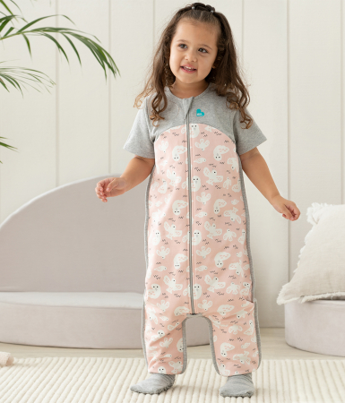 Camera copilului - Love to Dream, sac de dormit cu picioruse si maneca scurta, 1 TOG, 12-24 luni, Roz