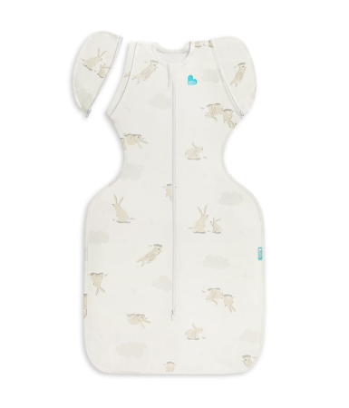 LOVE TO DREAM - Love to Dream sac de dormit de tranzitie pentru infasat si rostogolit Swaddle Up, Bunnies, M, 6-8.5kg, 1 TOG