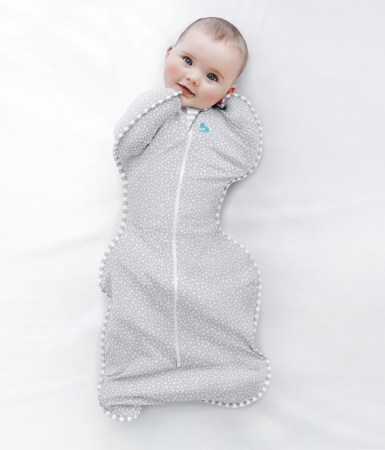Camera copilului - Love to Dream, sac de dormit pentru infasat Swaddle Up din bambus, 2.2-3.8kg, 1 TOG, Grey Dot