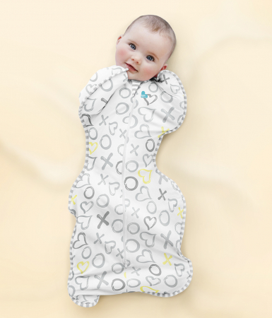 Camera copilului - Love to Dream, sac de dormit pentru infasat Swaddle Up din bambus, 3.5-6kg, 0.2 TOG, White Kisses