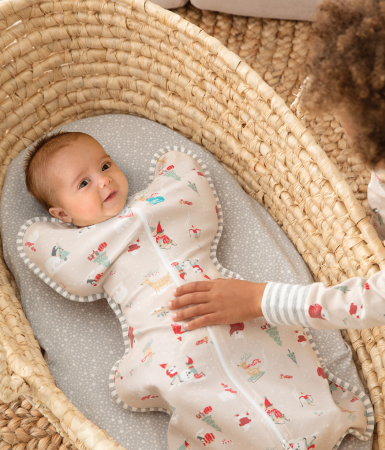 Camera copilului - Love to Dream, sac de dormit pentru infasat Swaddle Up, 3.5-6kg, 1 TOG, Snow Party