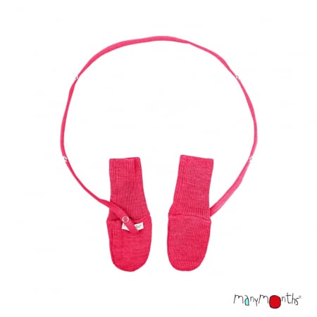 LICHIDARE STOC - Manusi fara deget din lana merinos Rib, ManyMonths, 50-68/74 cm, Pop Pink
