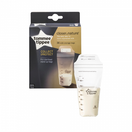 LICHIDARE STOC - Pungi de stocare lapte matern Tommee Tippee Closer to Nature, 350 ml, 36 buc