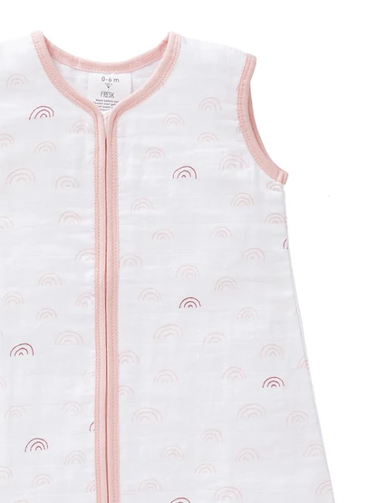 Sac de dormit dublu, fara maneci, din bumbac organic, muselina - Fresk - Rainbow rose [1]